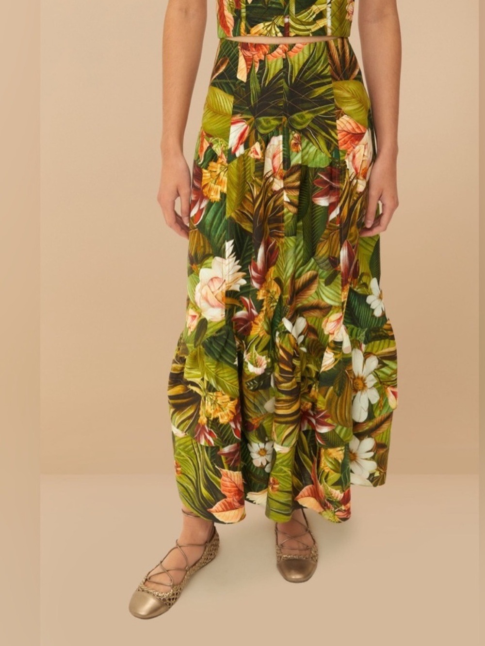 Farm Rio Multicolor Botanical Forest Midi Skirt - Picture 5 of 9
